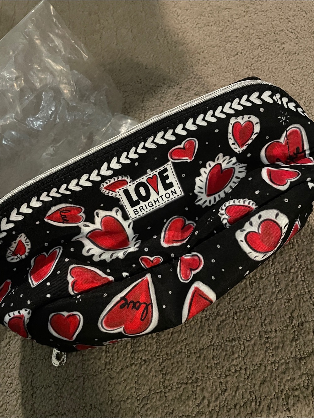 Brighton Black Cosmetic Case with Red Heart Print - Picture 2 of 13